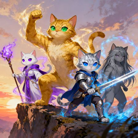 四位英雄并肩作战